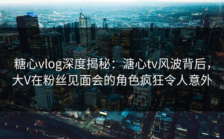 糖心vlog深度揭秘：溏心tv风波背后，大V在粉丝见面会的角色疯狂令人意外  第1张