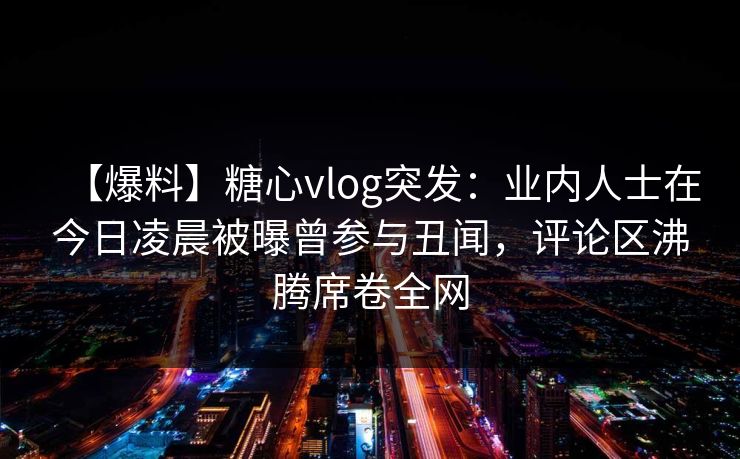 【爆料】糖心vlog突发：业内人士在今日凌晨被曝曾参与丑闻，评论区沸腾席卷全网  第1张