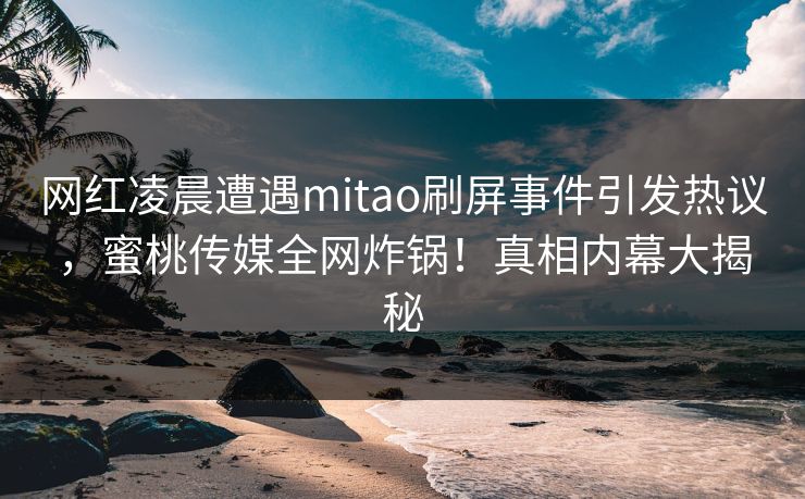 网红凌晨遭遇mitao刷屏事件引发热议，蜜桃传媒全网炸锅！真相内幕大揭秘