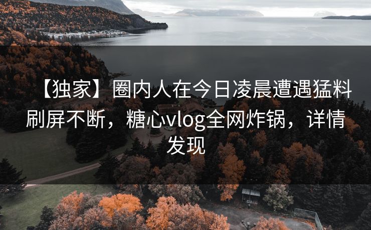 【独家】圈内人在今日凌晨遭遇猛料刷屏不断，糖心vlog全网炸锅，详情发现