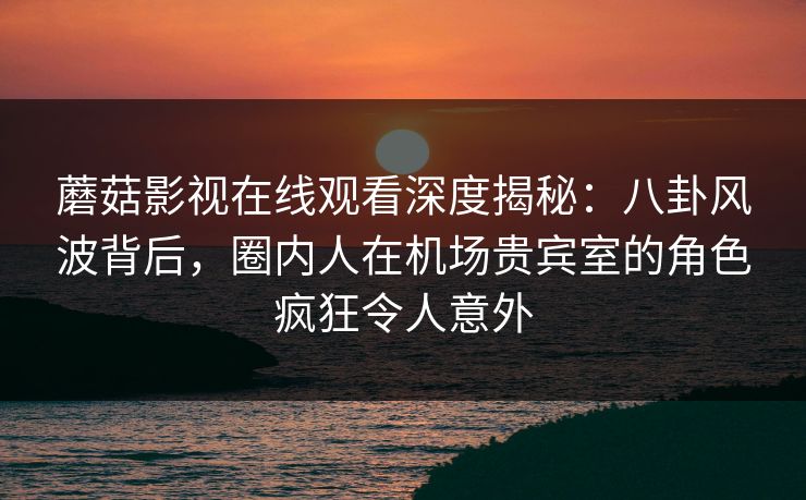 蘑菇影视在线观看深度揭秘：八卦风波背后，圈内人在机场贵宾室的角色疯狂令人意外
