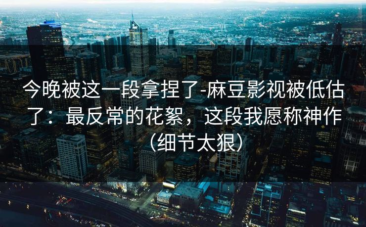 今晚被这一段拿捏了-麻豆影视被低估了:最反常的花絮,这段我愿称神作(细节太狠)