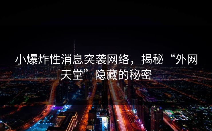 小爆炸性消息突袭网络,揭秘“外网天堂”隐藏的秘密 第1张 小爆炸性消息突袭网络,揭秘“外网天堂”隐藏的秘密 第1张